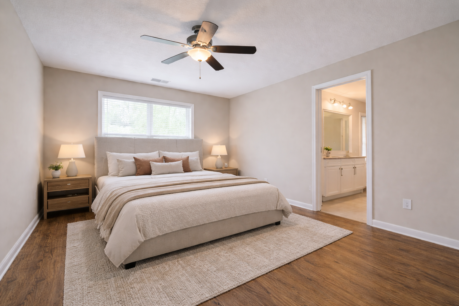 Beautifully staged bedroom after AI virtual staging